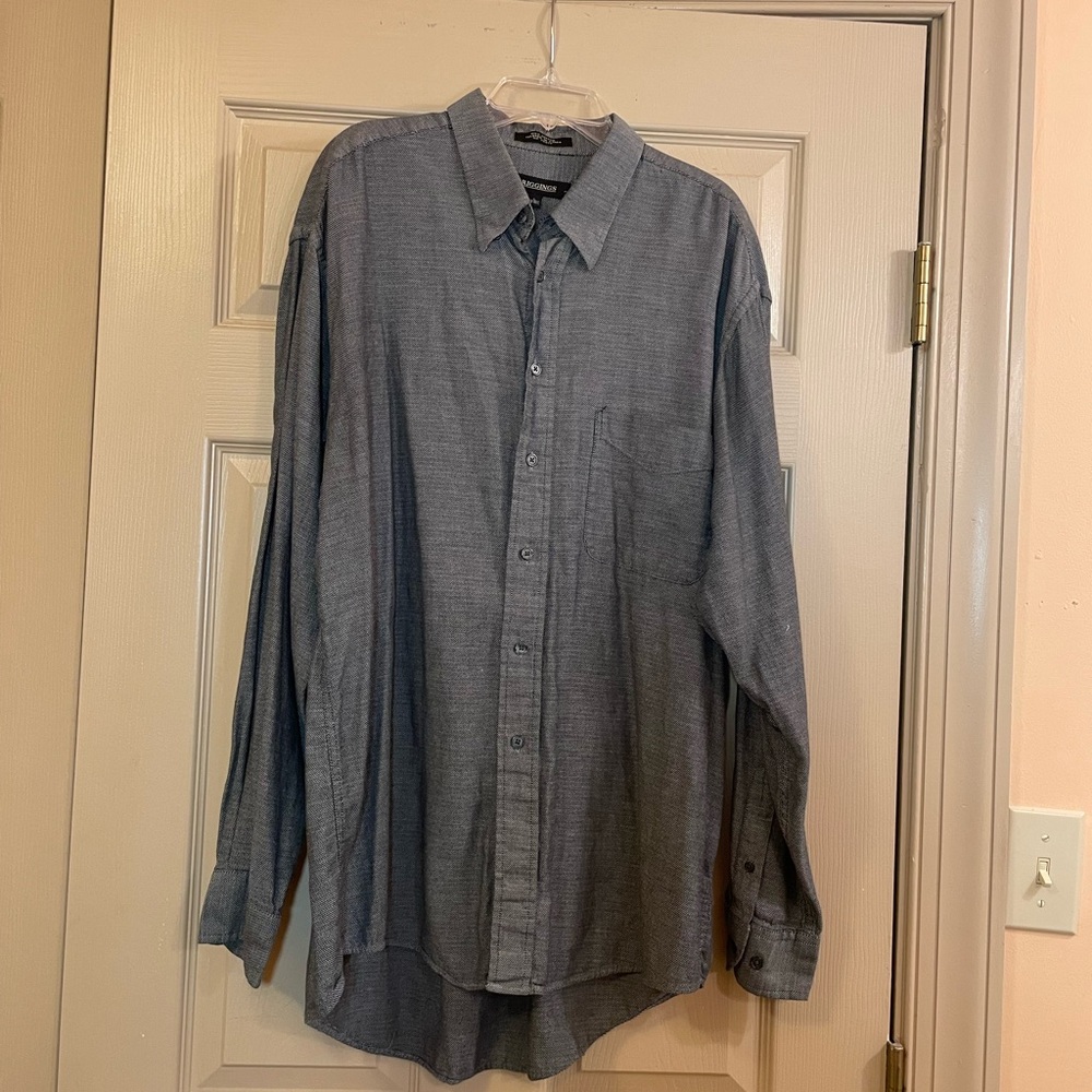 Riggins Men's Gray Button-Up‎ Shirt with Front Pocket, Size Large